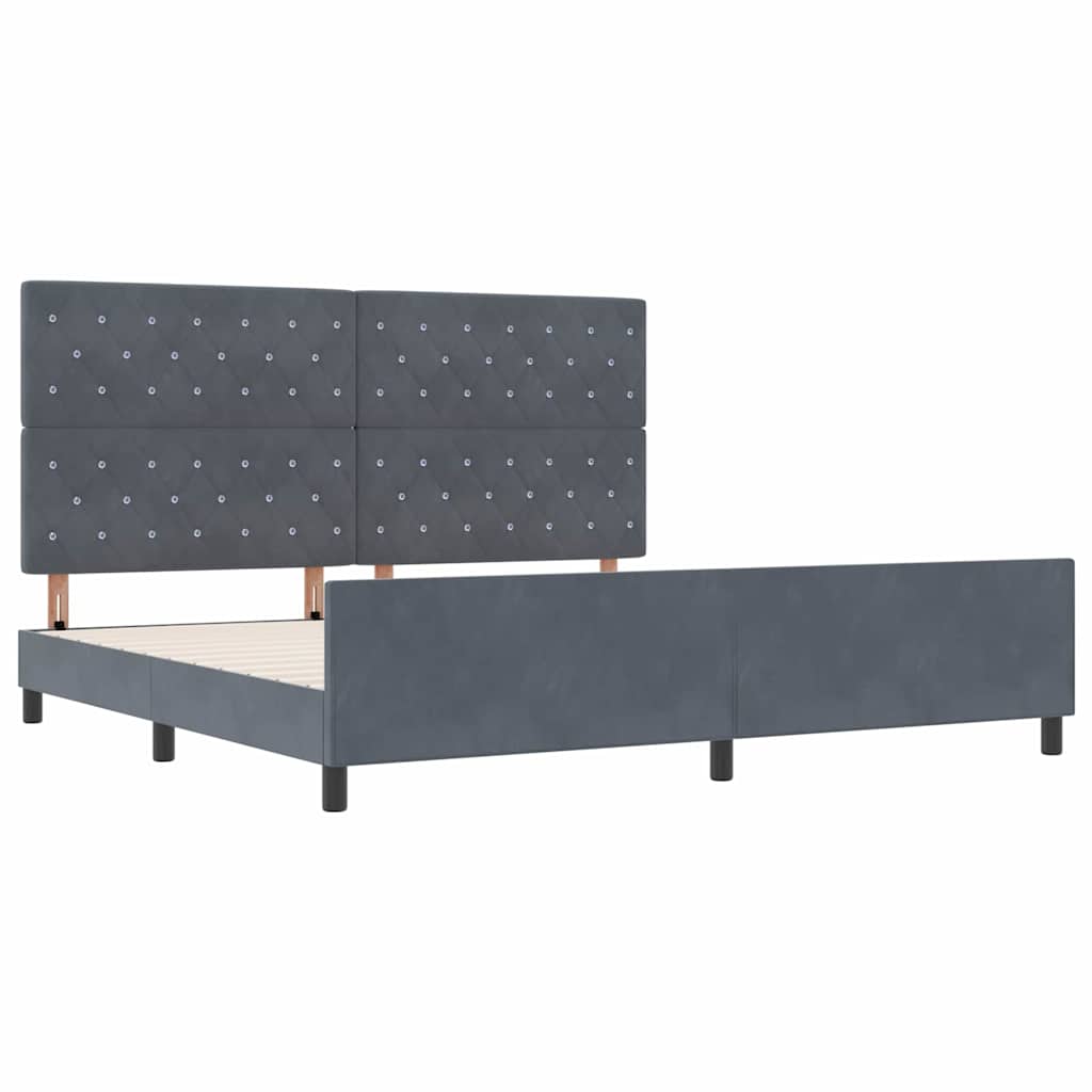 vidaXL Κρεβάτι με ελατήρια Σκούρο γκρι 200 x 200 cm Βελούδο