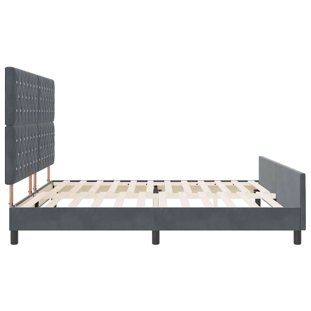 vidaXL Κρεβάτι με ελατήρια Σκούρο γκρι 200 x 200 cm Βελούδο