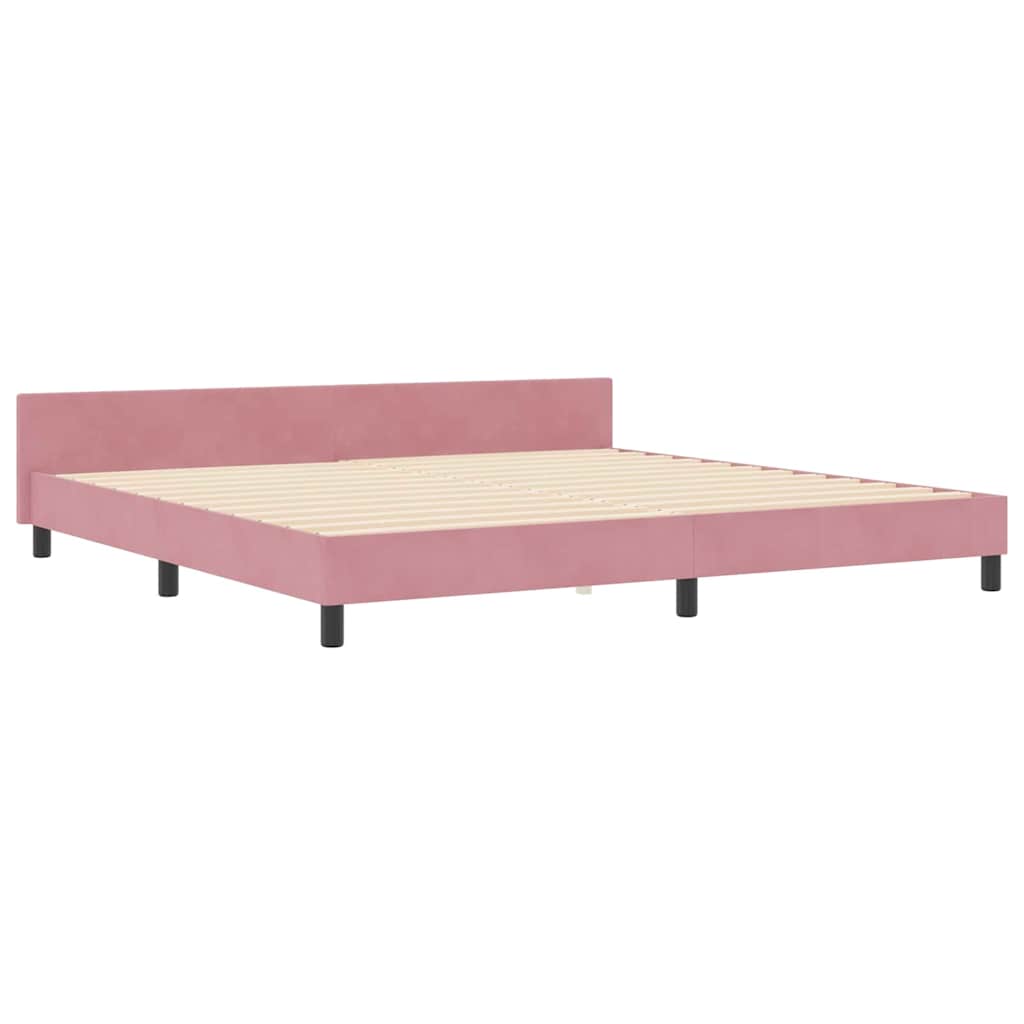 vidaXL Κρεβάτι με ελατήρια με κεφαλάρι Ροζ 200 x 200 cm Βελούδο