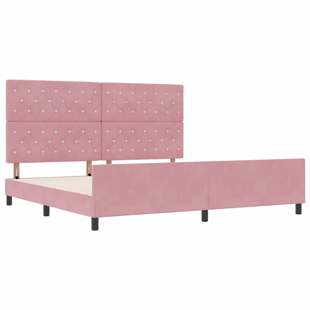 vidaXL Κρεβάτι με ελατήρια με κεφαλάρι Ροζ 200 x 200 cm Βελούδο