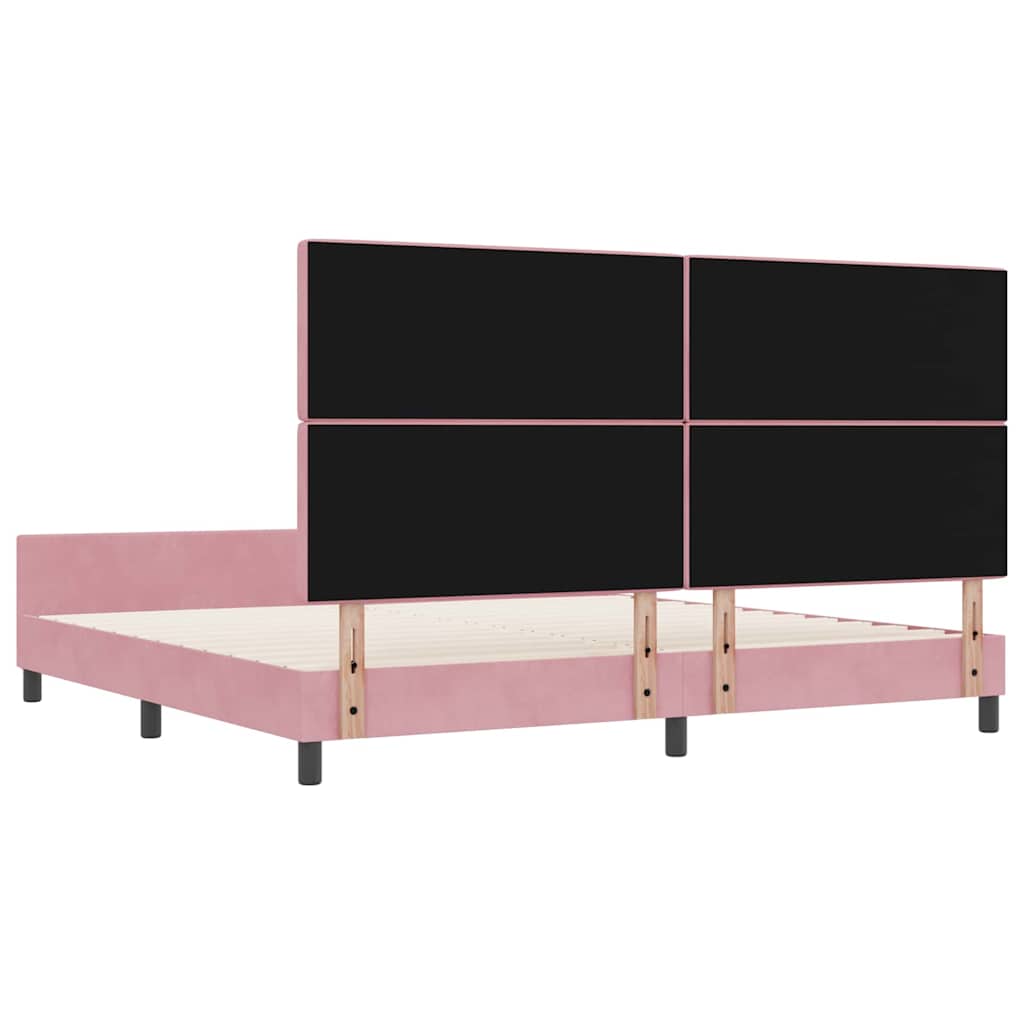 vidaXL Κρεβάτι με ελατήρια με κεφαλάρι Ροζ 200 x 200 cm Βελούδο