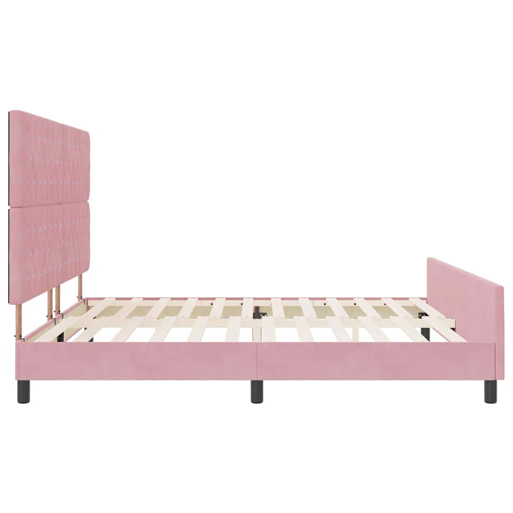 vidaXL Κρεβάτι με ελατήρια με κεφαλάρι Ροζ 200 x 200 cm Βελούδο