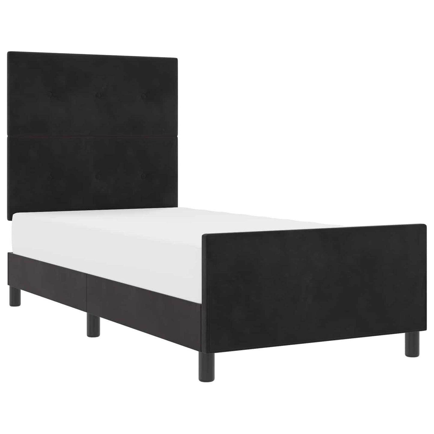 vidaXL Κρεβάτι με ελατήρια με κεφαλάρι Μαύρο 90 x 190 cm Βελούδο