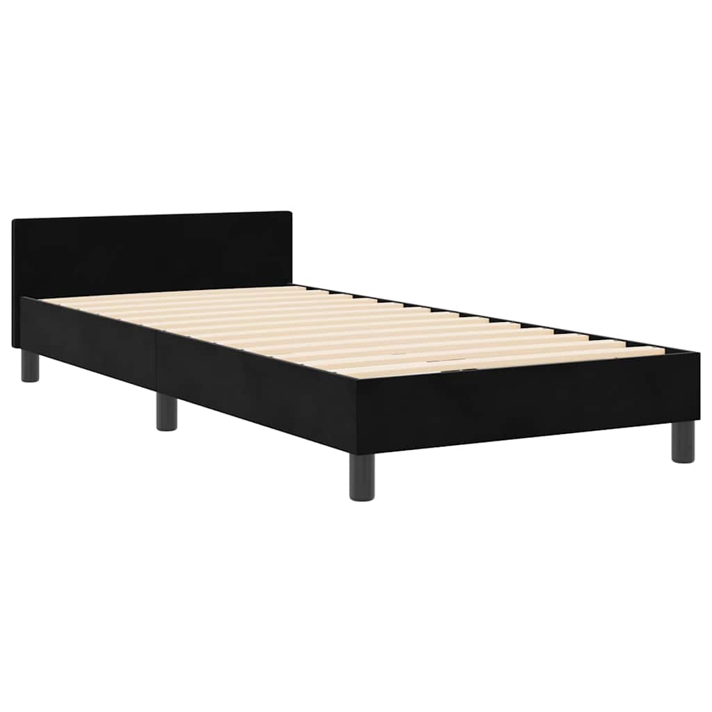 vidaXL Κρεβάτι με ελατήρια με κεφαλάρι Μαύρο 90 x 190 cm Βελούδο
