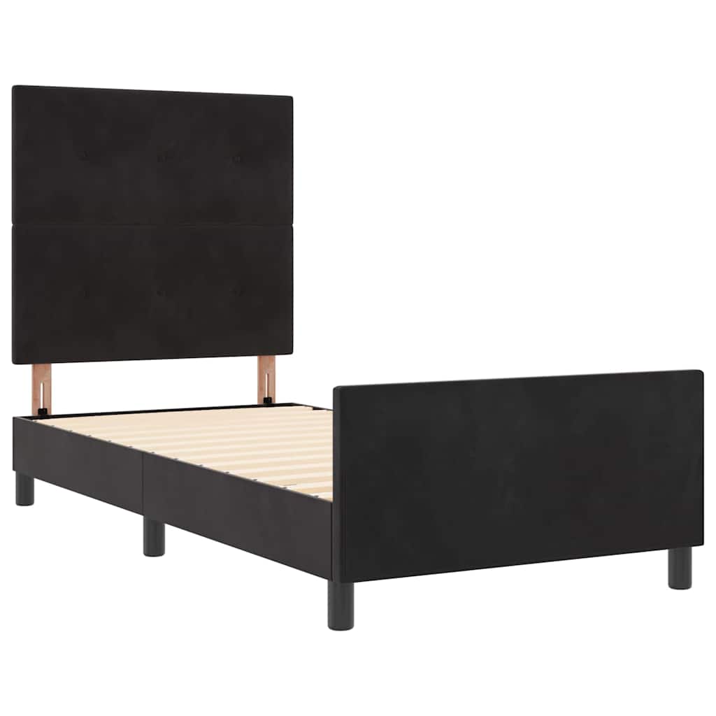 vidaXL Κρεβάτι με ελατήρια με κεφαλάρι Μαύρο 90 x 190 cm Βελούδο