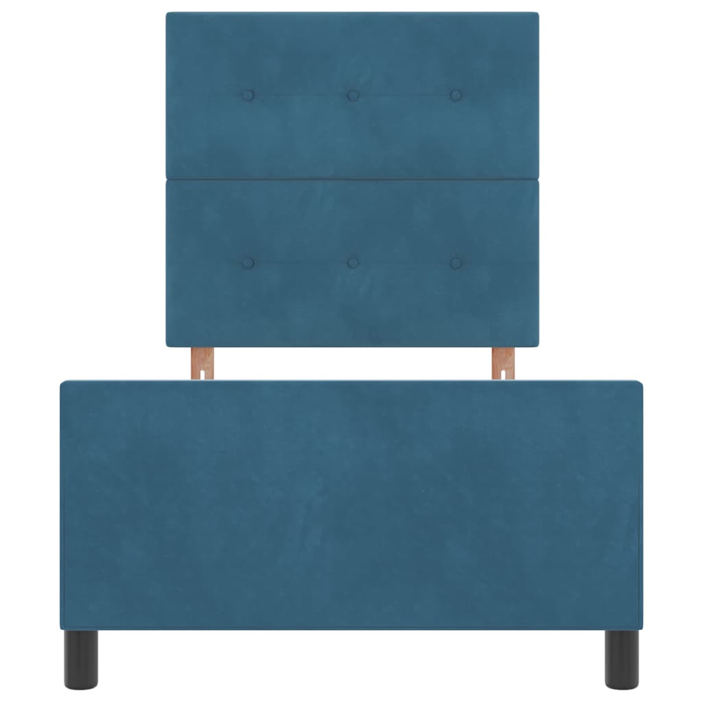 vidaXL Κρεβάτι με ελατήρια με κεφαλάρι Σκούρο Μπλε 90 x 190 cm Βελούδο