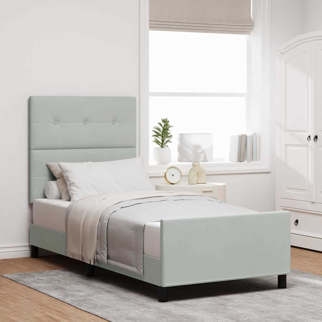 vidaXL Κρεβάτι με ελατήρια Ανοιχτό γκρι 90 x 200 cm Βελούδο