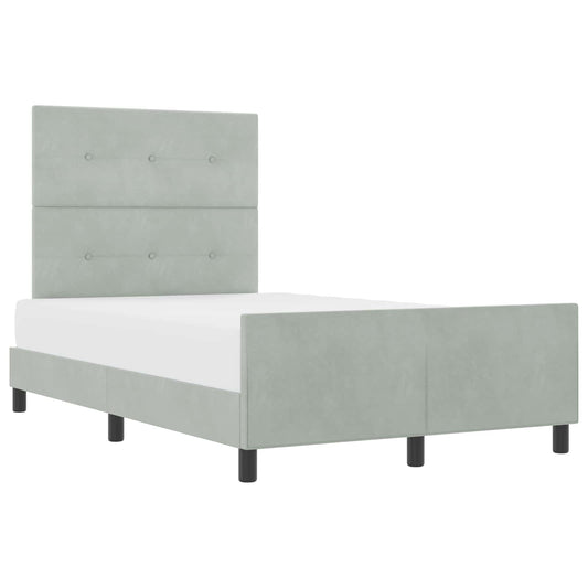 vidaXL Κρεβάτι με ελατήρια Ανοιχτό γκρι 120 x 190 cm Βελούδο