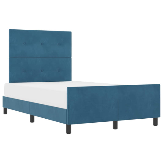 vidaXL Κρεβάτι με ελατήρια Σκούρο Μπλε 120 x 200 cm Βελούδο