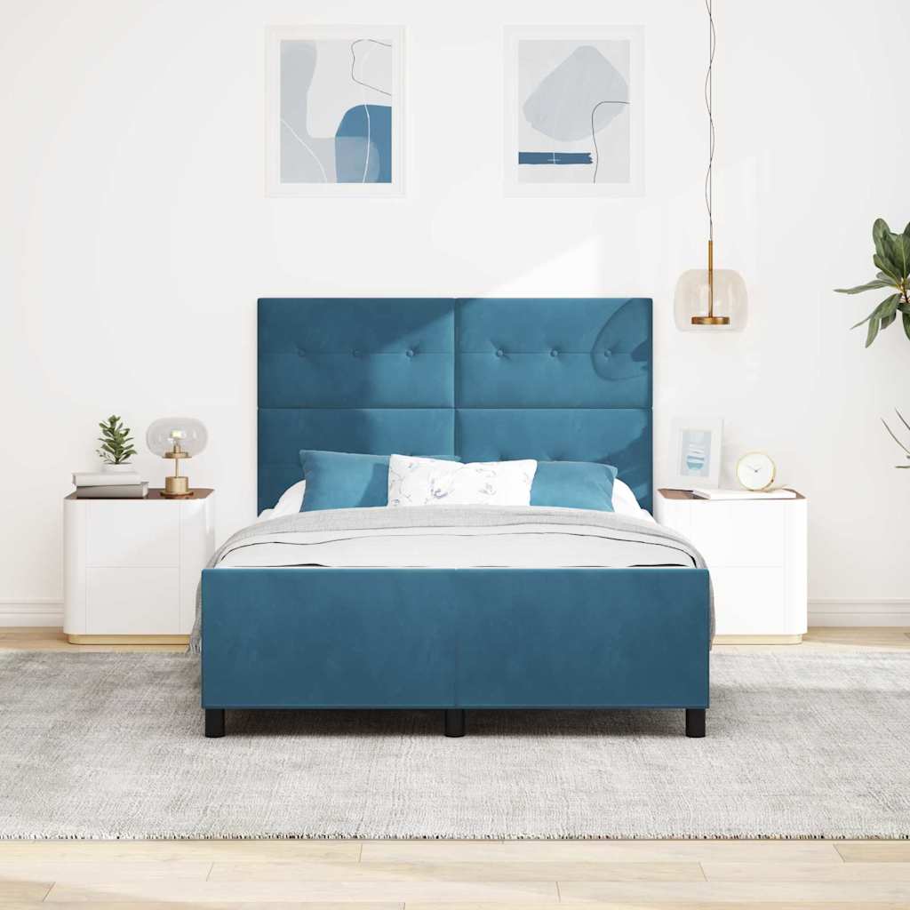 vidaXL Κρεβάτι με ελατήρια Σκούρο Μπλε 160 x 200 cm Βελούδο
