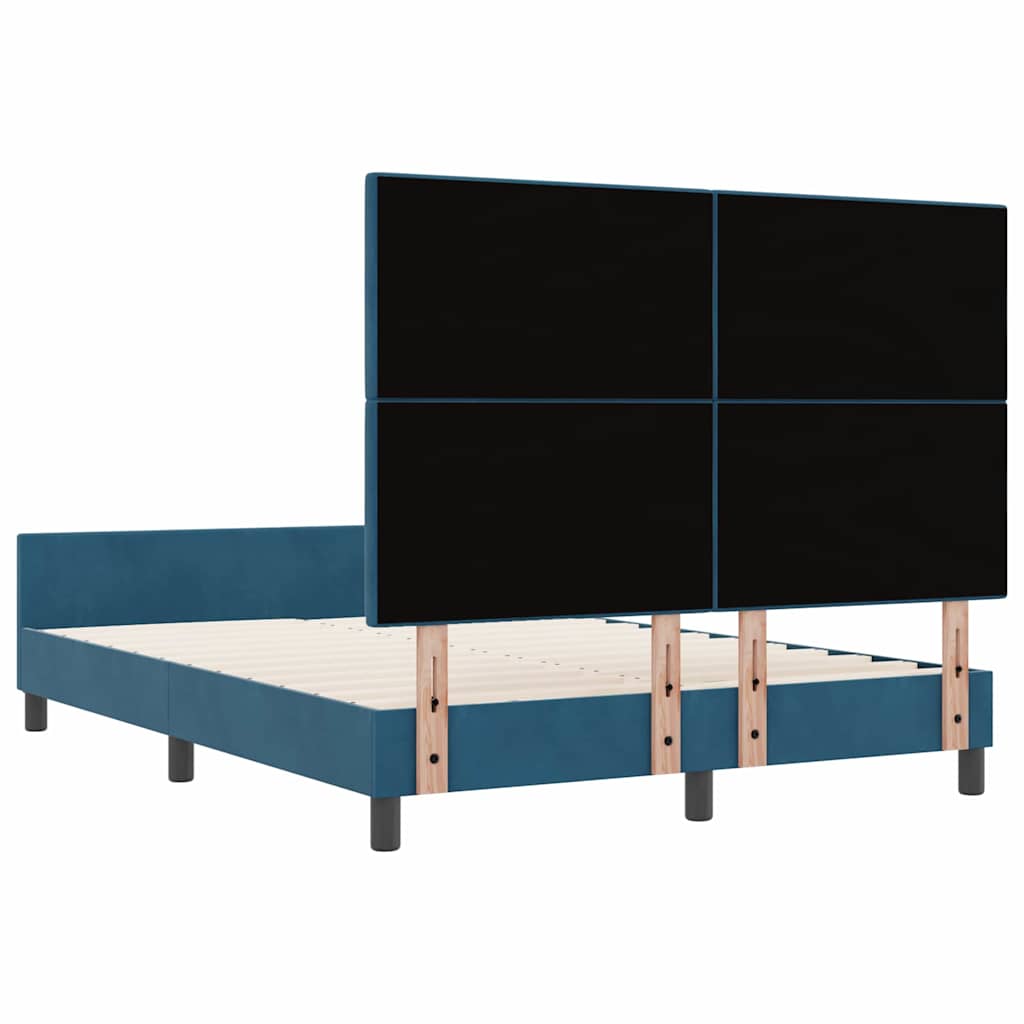 vidaXL Κρεβάτι με ελατήρια Σκούρο Μπλε 160 x 200 cm Βελούδο