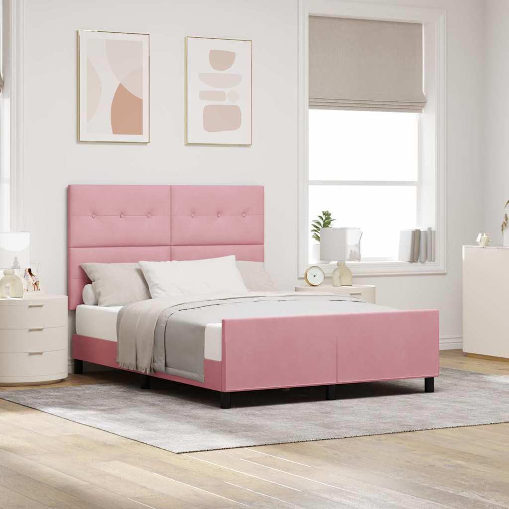 vidaXL Κρεβάτι με ελατήρια με κεφαλάρι Ροζ 160 x 200 cm Βελούδο