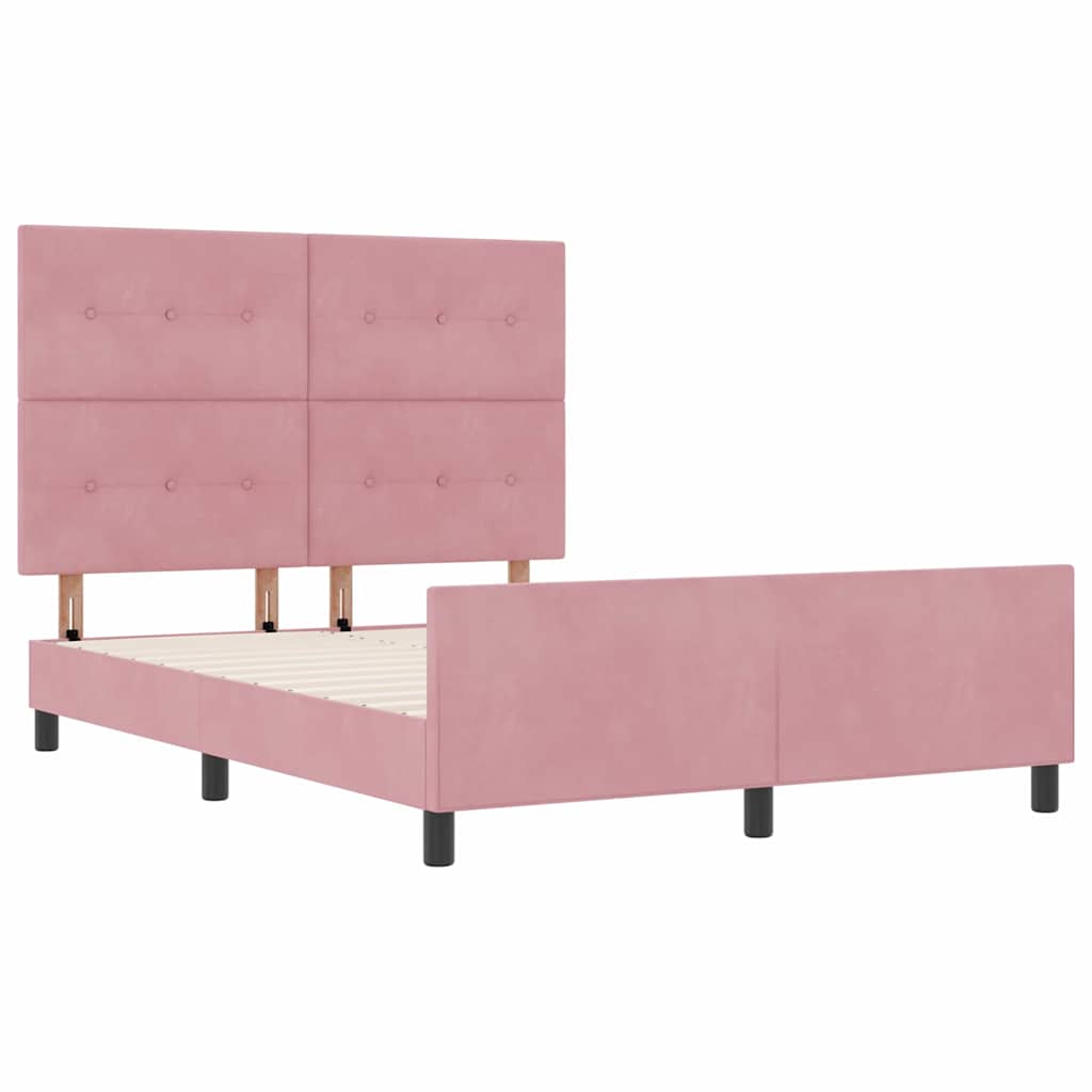 vidaXL Κρεβάτι με ελατήρια με κεφαλάρι Ροζ 160 x 200 cm Βελούδο