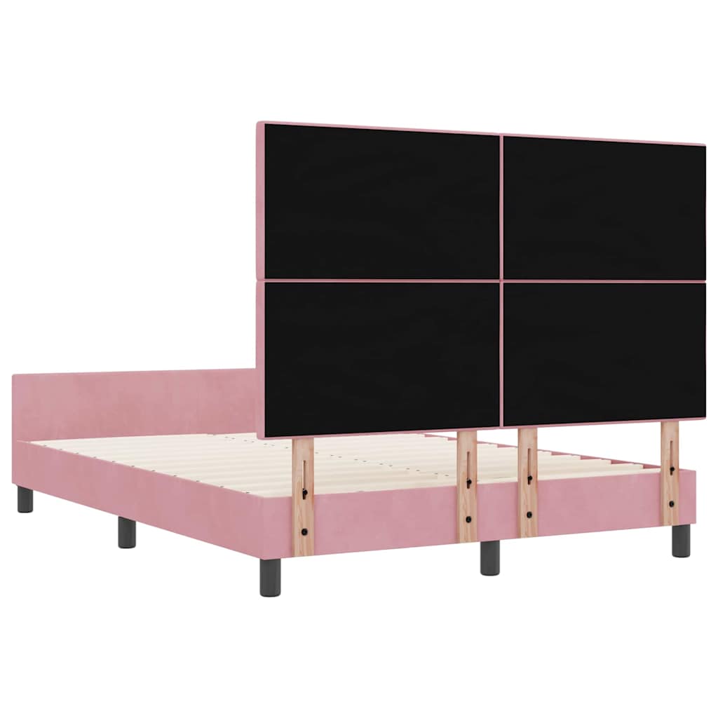 vidaXL Κρεβάτι με ελατήρια με κεφαλάρι Ροζ 160 x 200 cm Βελούδο