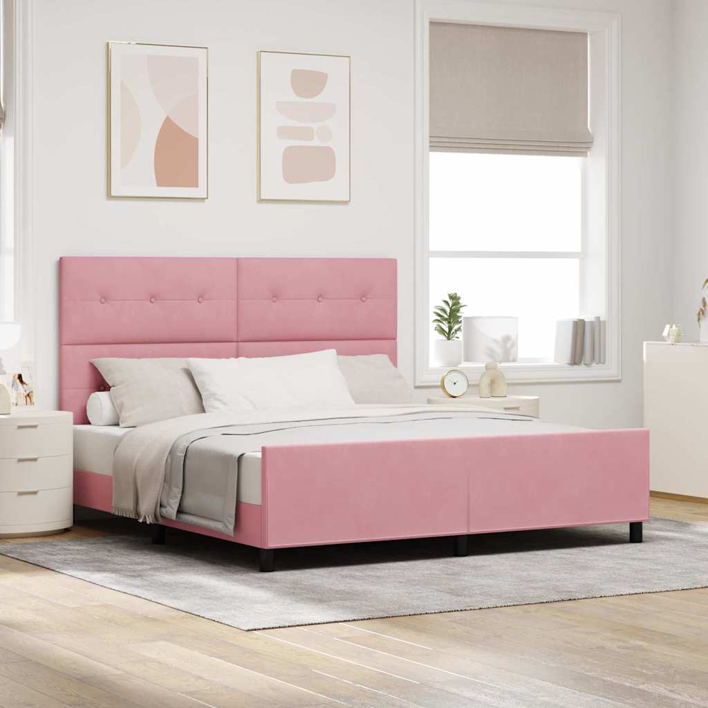 vidaXL Κρεβάτι με ελατήρια με κεφαλάρι Ροζ 180 x 200 cm Βελούδο