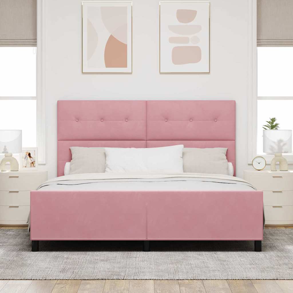 vidaXL Κρεβάτι με ελατήρια με κεφαλάρι Ροζ 180 x 200 cm Βελούδο