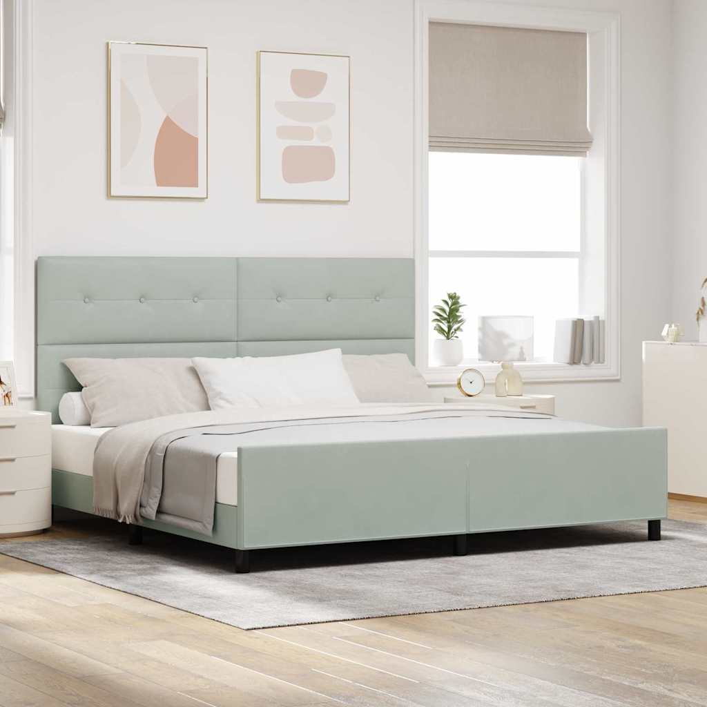 vidaXL Κρεβάτι με ελατήρια Ανοιχτό γκρι 200 x 200 cm Βελούδο
