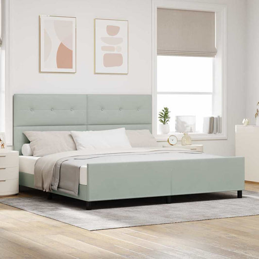 vidaXL Κρεβάτι με ελατήρια Ανοιχτό γκρι 200 x 200 cm Βελούδο