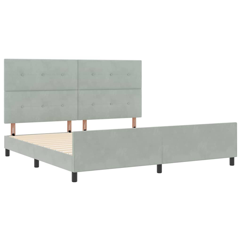 vidaXL Κρεβάτι με ελατήρια Ανοιχτό γκρι 200 x 200 cm Βελούδο