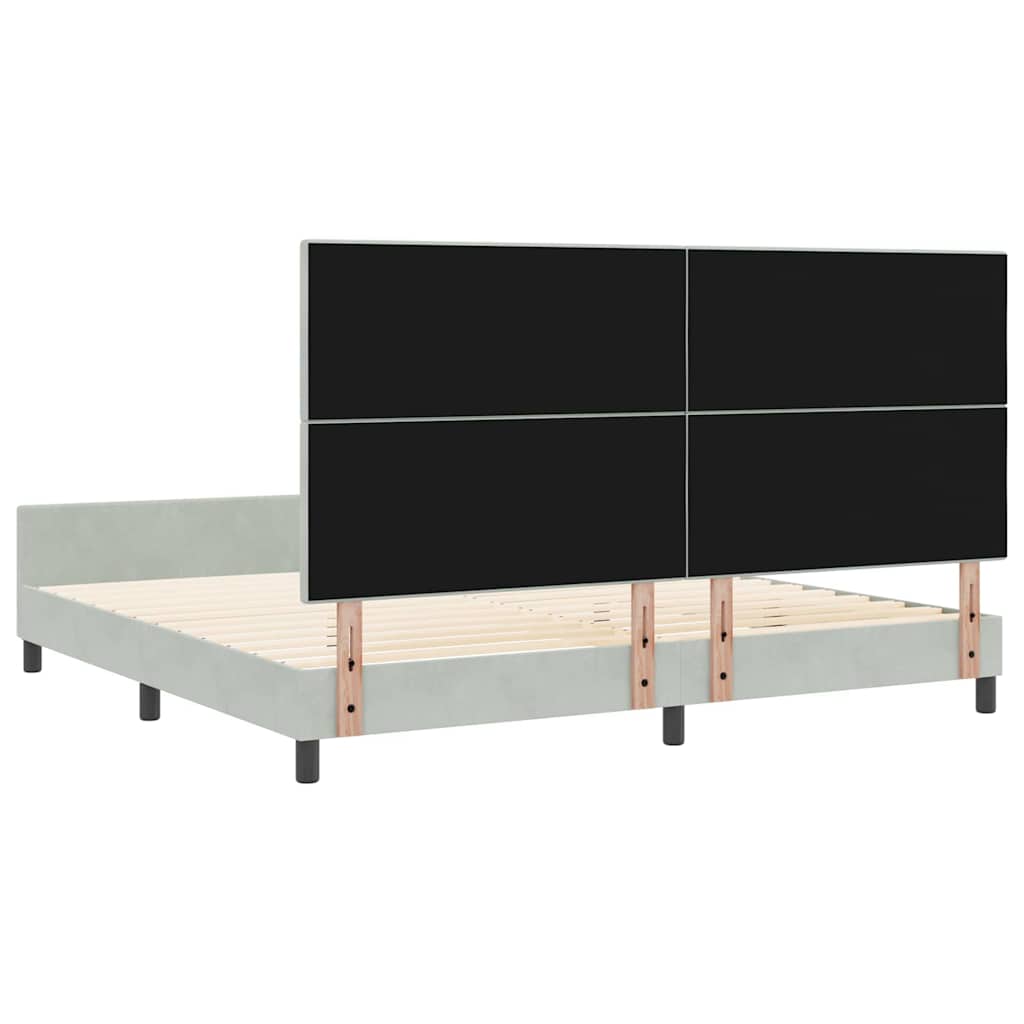 vidaXL Κρεβάτι με ελατήρια Ανοιχτό γκρι 200 x 200 cm Βελούδο