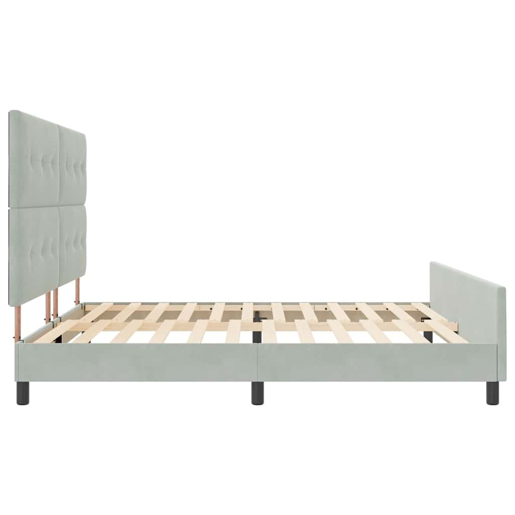 vidaXL Κρεβάτι με ελατήρια Ανοιχτό γκρι 200 x 200 cm Βελούδο