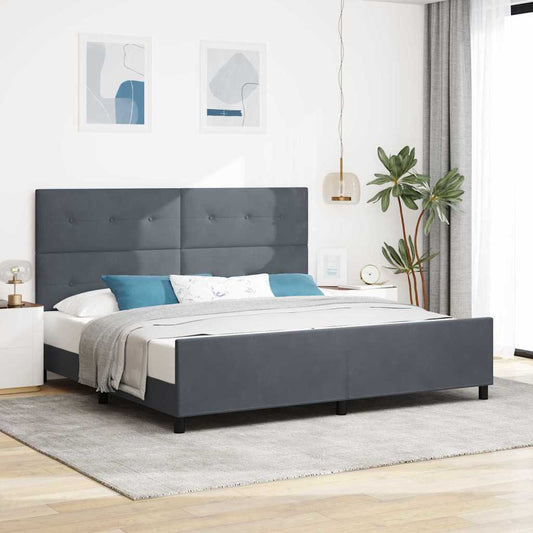 vidaXL Κρεβάτι με ελατήρια Σκούρο γκρι 200 x 200 cm Βελούδο