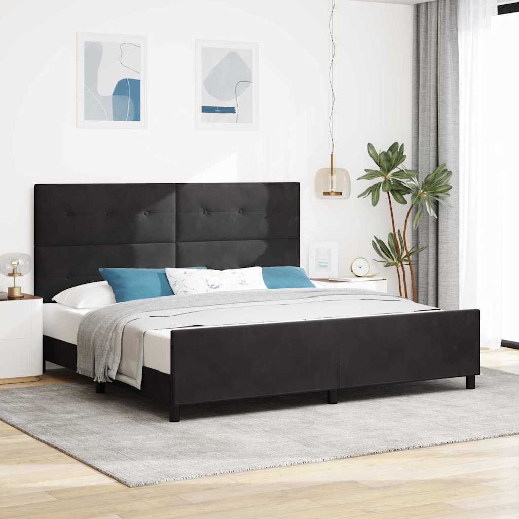 vidaXL Κρεβάτι με ελατήρια με κεφαλάρι Μαύρο 200 x 200 cm Βελούδο