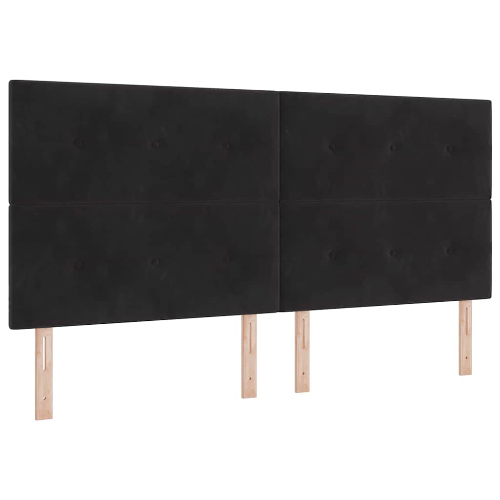 vidaXL Κρεβάτι με ελατήρια με κεφαλάρι Μαύρο 200 x 200 cm Βελούδο