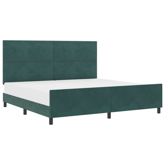 vidaXL Κρεβάτι με ελατήρια Σκούρο Πράσινο 200 x 200 cm Βελούδο