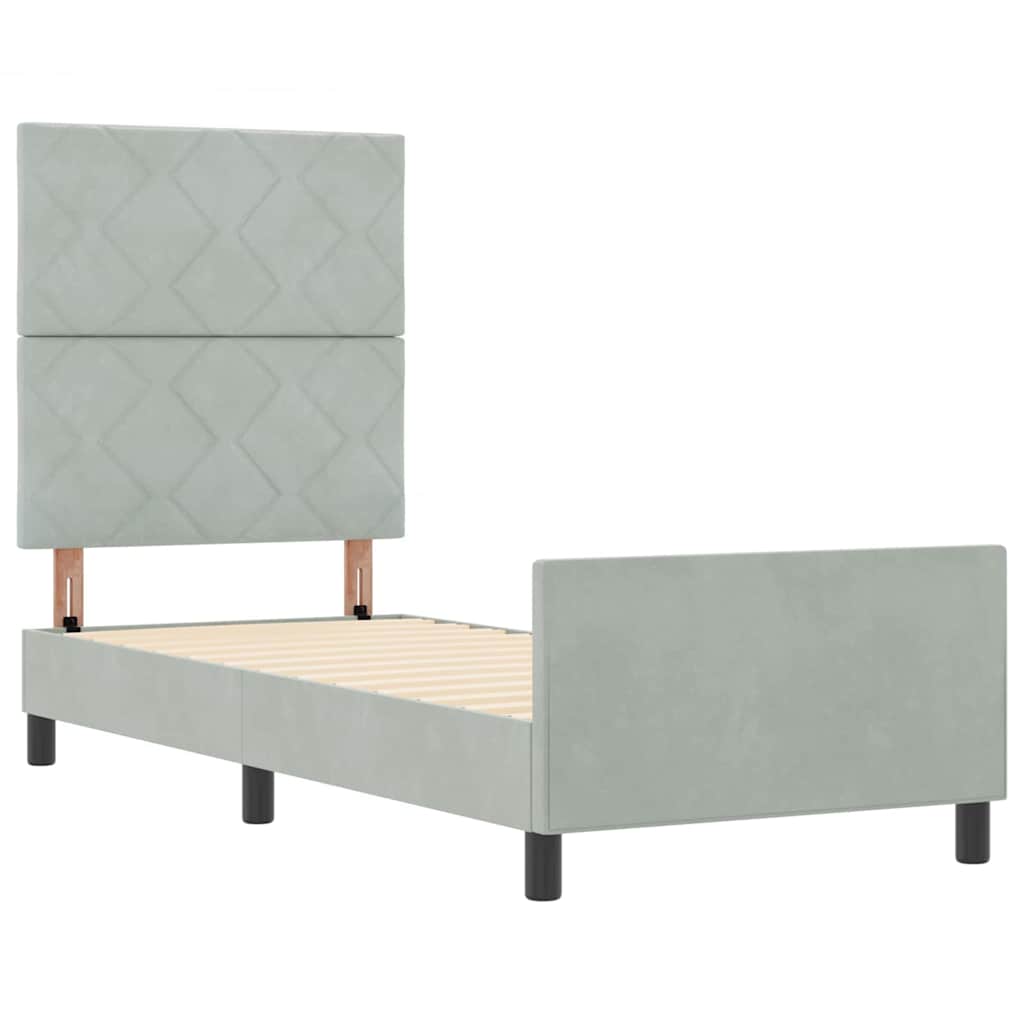 vidaXL Κρεβάτι με ελατήρια Ανοιχτό γκρι 80 x 200 cm Βελούδο