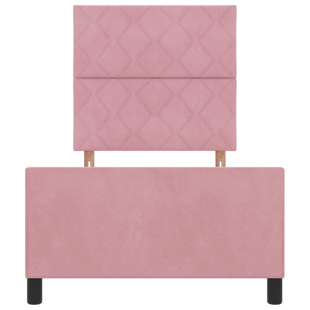 vidaXL Κρεβάτι με ελατήρια με κεφαλάρι Ροζ 90 x 200 cm Βελούδο