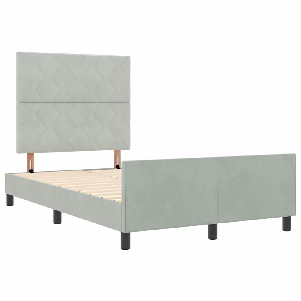 vidaXL Κρεβάτι με ελατήρια Ανοιχτό γκρι 120 x 190 cm Βελούδο