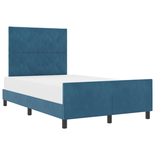 vidaXL Κρεβάτι με ελατήρια Σκούρο Μπλε 120 x 190 cm Βελούδο