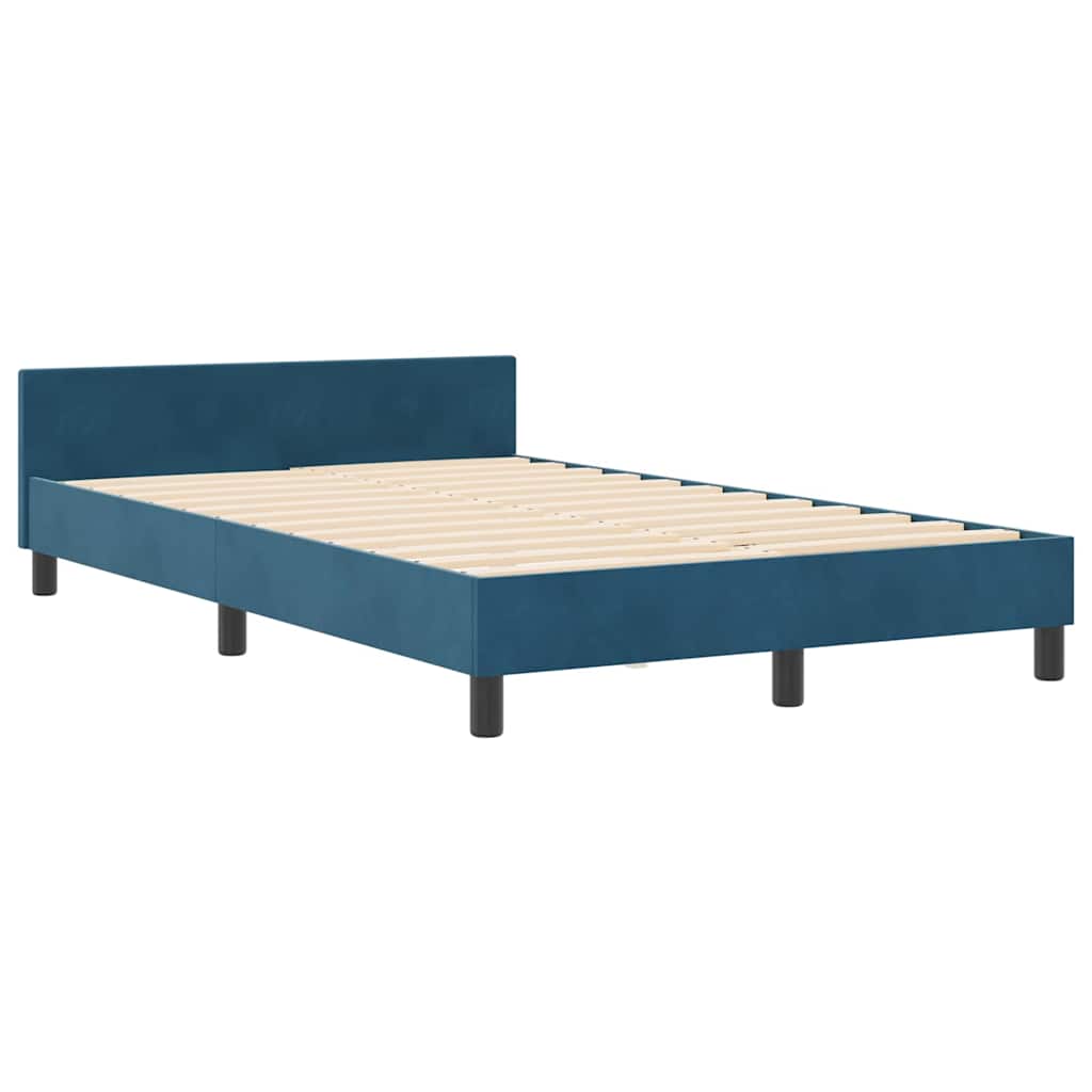 vidaXL Κρεβάτι με ελατήρια Σκούρο Μπλε 120 x 190 cm Βελούδο
