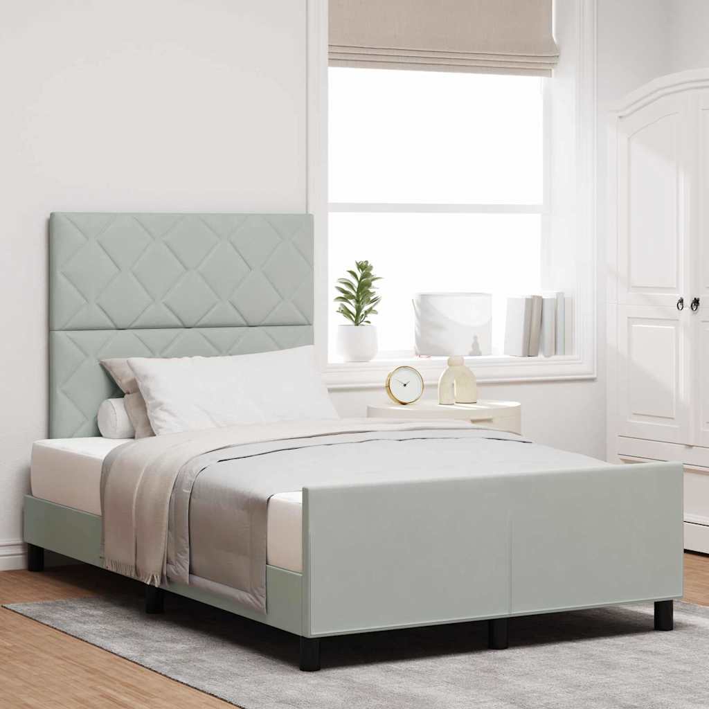 vidaXL Κρεβάτι με ελατήρια Ανοιχτό γκρι 120 x 200 cm Βελούδο
