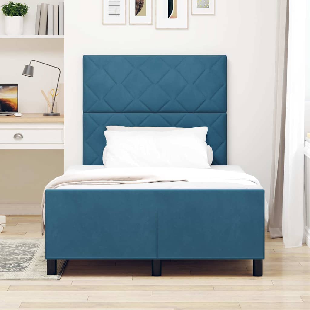 vidaXL Κρεβάτι με ελατήρια Σκούρο Μπλε 120 x 200 cm Βελούδο