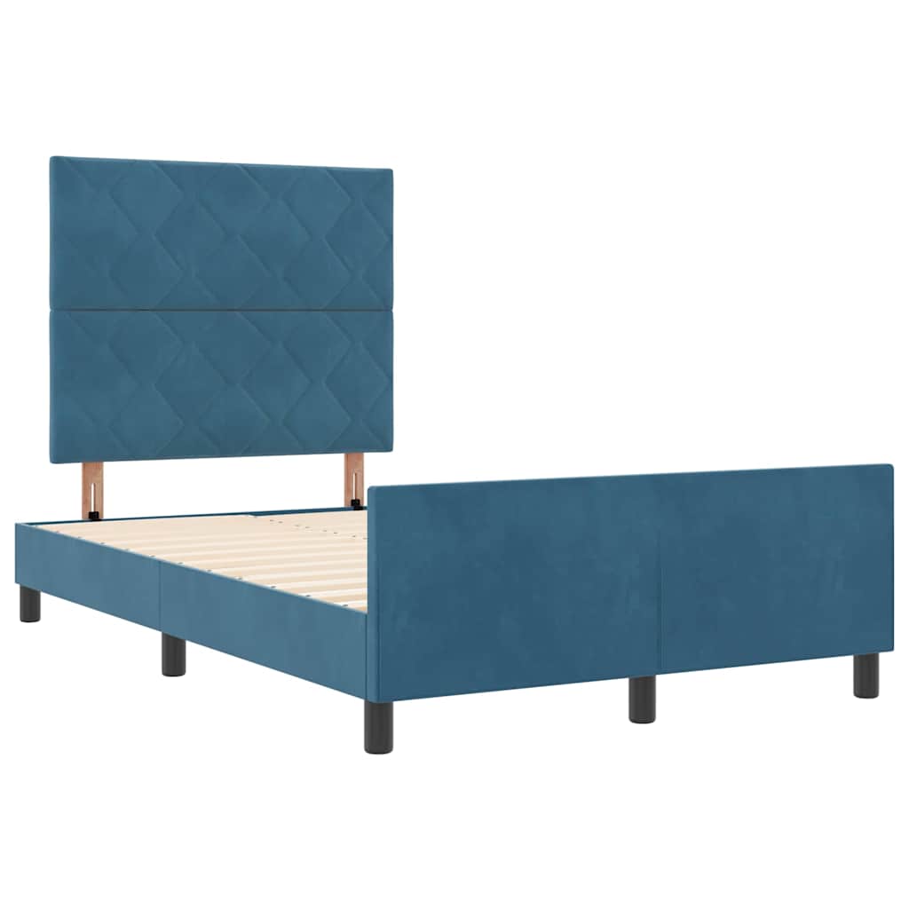 vidaXL Κρεβάτι με ελατήρια Σκούρο Μπλε 120 x 200 cm Βελούδο