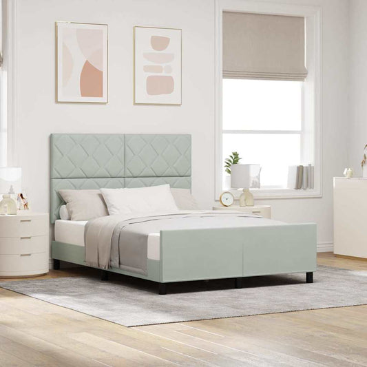 vidaXL Κρεβάτι με ελατήρια Ανοιχτό γκρι 140 x 190 cm Βελούδο