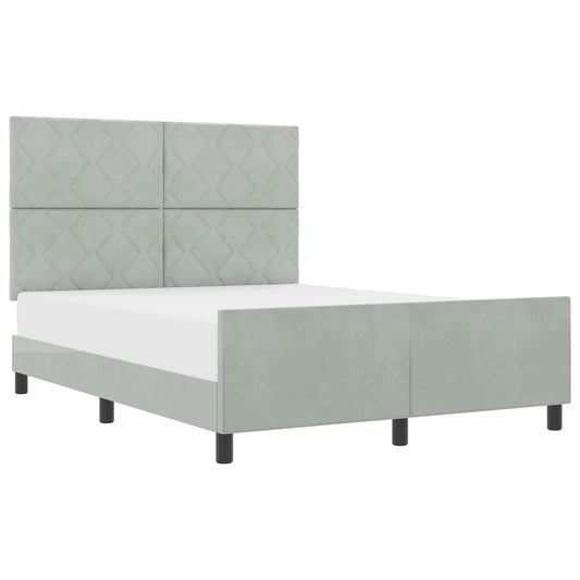 vidaXL Κρεβάτι με ελατήρια Ανοιχτό γκρι 140 x 190 cm Βελούδο