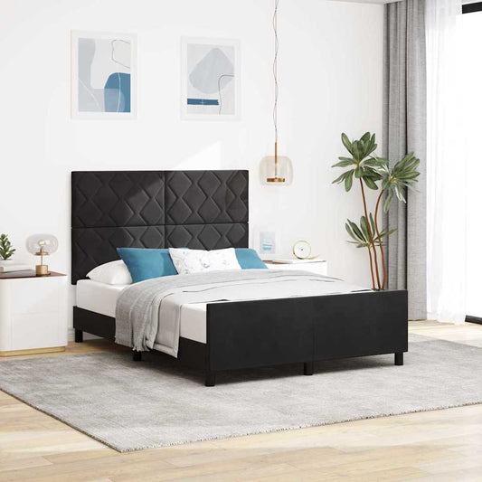 vidaXL Κρεβάτι με ελατήρια με κεφαλάρι Μαύρο 140 x 190 cm Βελούδο