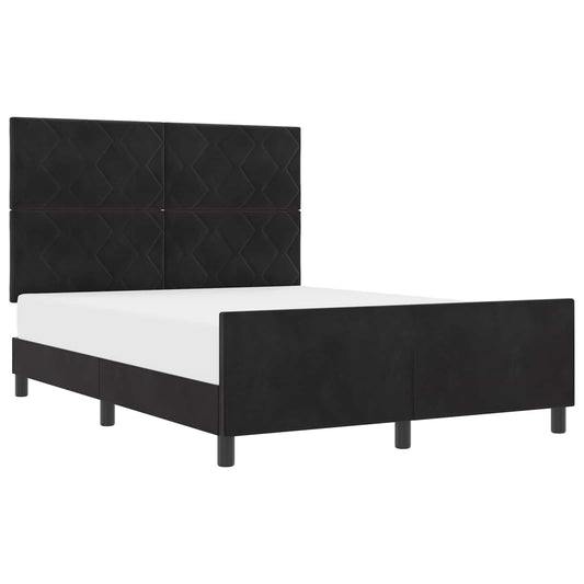 vidaXL Κρεβάτι με ελατήρια με κεφαλάρι Μαύρο 140 x 190 cm Βελούδο