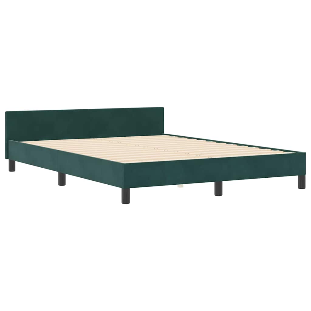 vidaXL Κρεβάτι με ελατήρια Σκούρο Πράσινο 140 x 190 cm Βελούδο