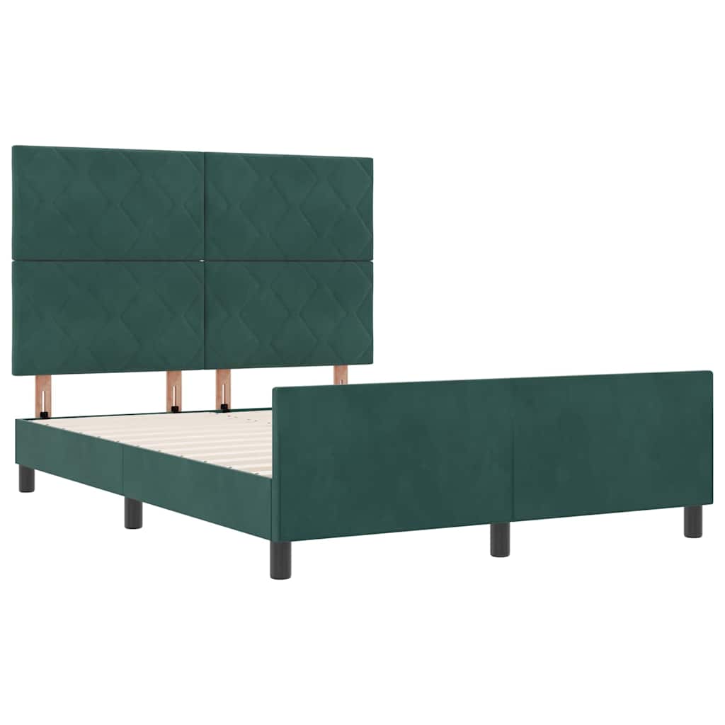 vidaXL Κρεβάτι με ελατήρια Σκούρο Πράσινο 140 x 190 cm Βελούδο