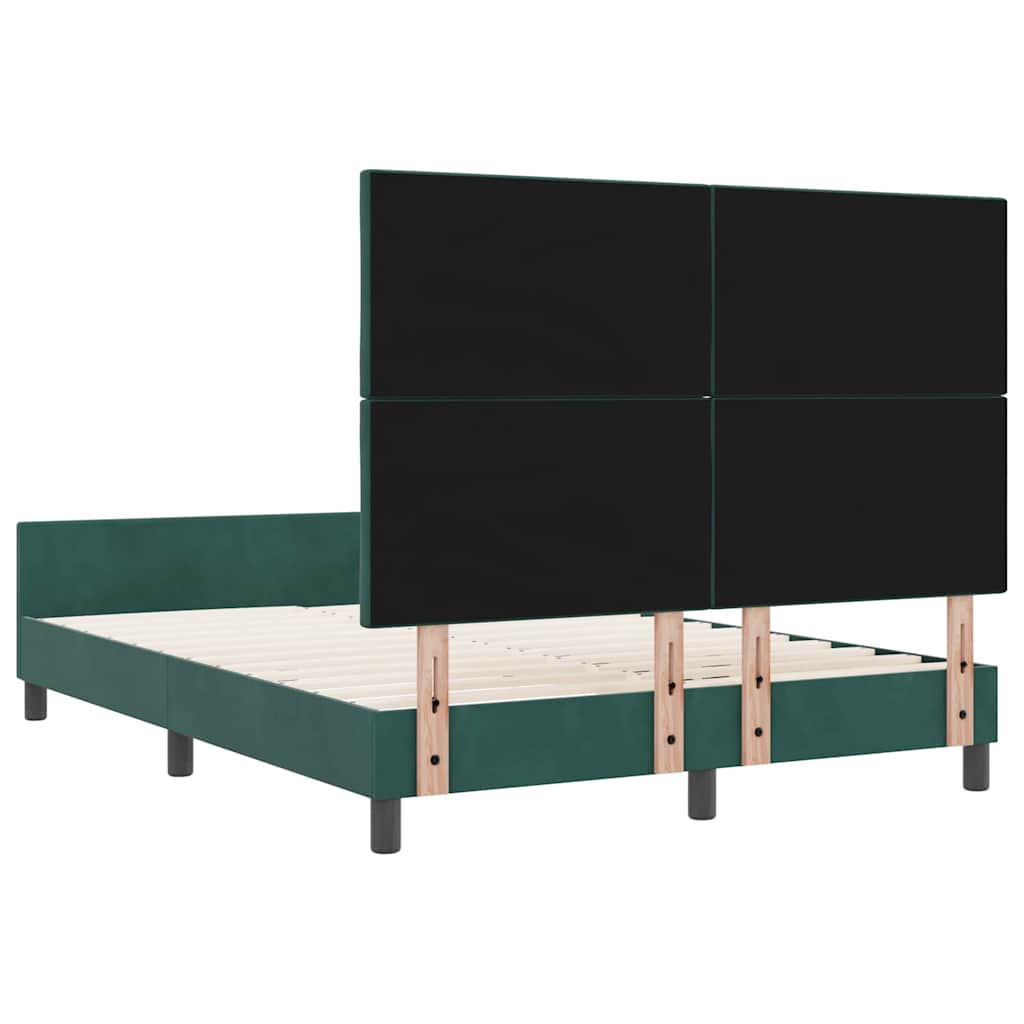 vidaXL Κρεβάτι με ελατήρια Σκούρο Πράσινο 140 x 190 cm Βελούδο