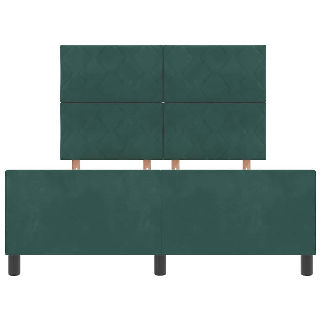 vidaXL Κρεβάτι με ελατήρια Σκούρο Πράσινο 140 x 190 cm Βελούδο