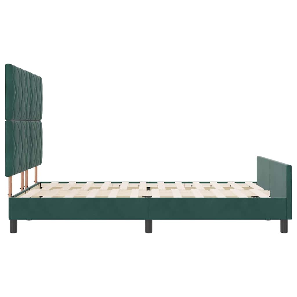 vidaXL Κρεβάτι με ελατήρια Σκούρο Πράσινο 140 x 190 cm Βελούδο