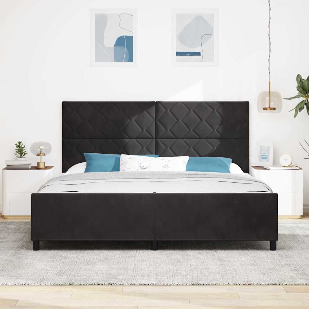 vidaXL Κρεβάτι με ελατήρια με κεφαλάρι Μαύρο 200 x 200 cm Βελούδο