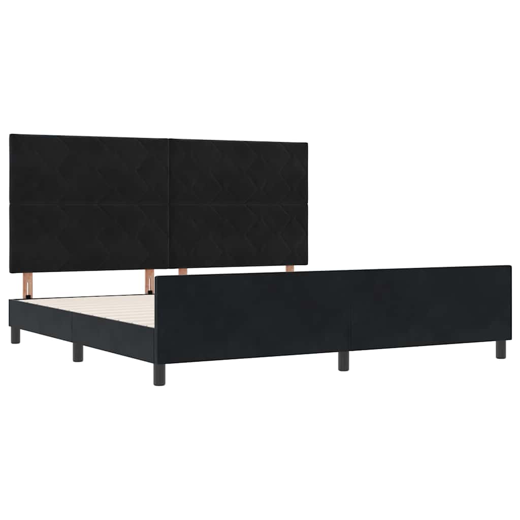 vidaXL Κρεβάτι με ελατήρια με κεφαλάρι Μαύρο 200 x 200 cm Βελούδο