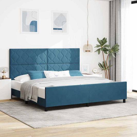 vidaXL Κρεβάτι με ελατήρια Σκούρο Μπλε 200 x 200 cm Βελούδο
