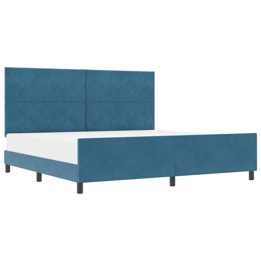 vidaXL Κρεβάτι με ελατήρια Σκούρο Μπλε 200 x 200 cm Βελούδο